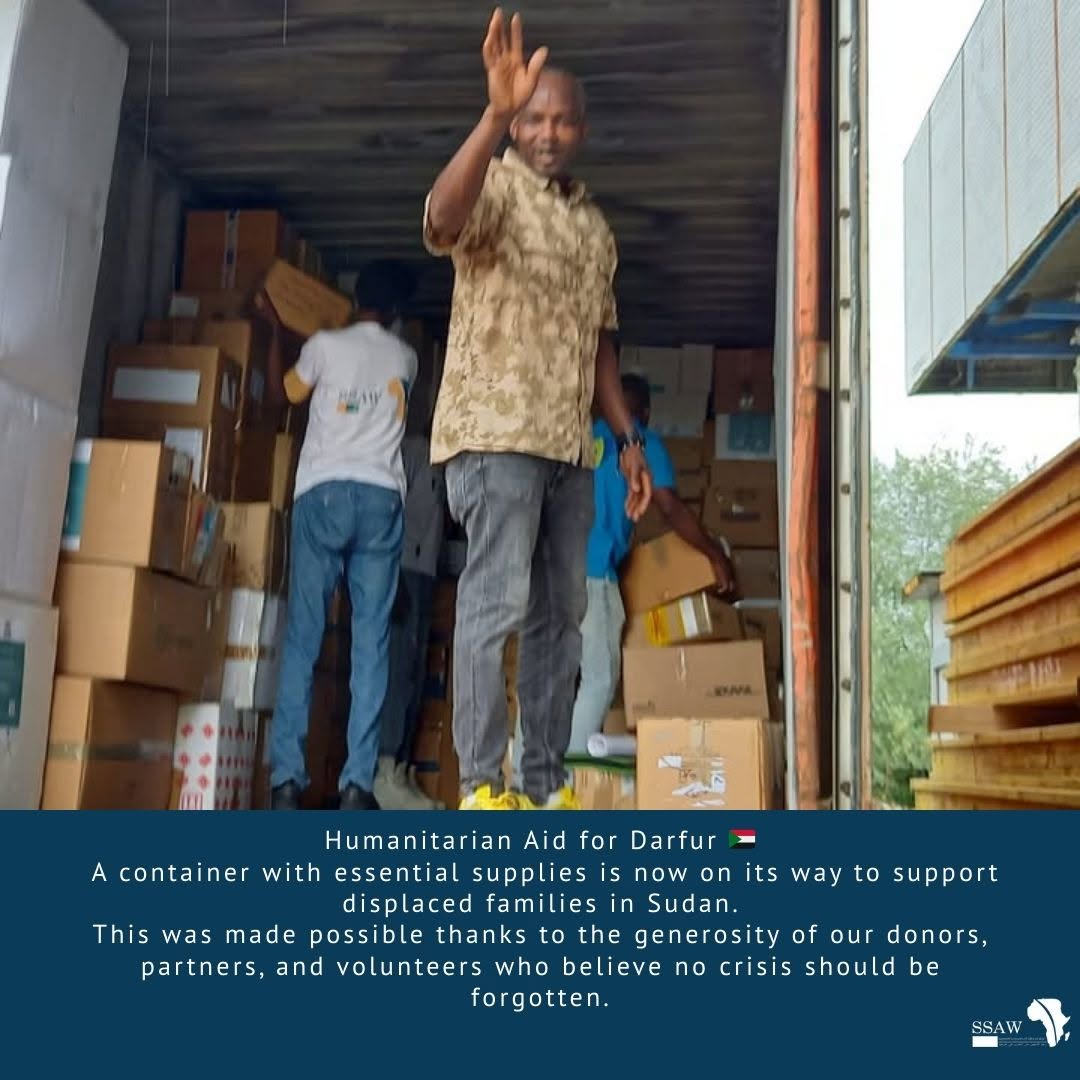 Humaniterian aid container for Sudan